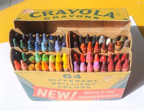 vintage metal crayon box|Original Boxes of 64 Crayola Crayons .